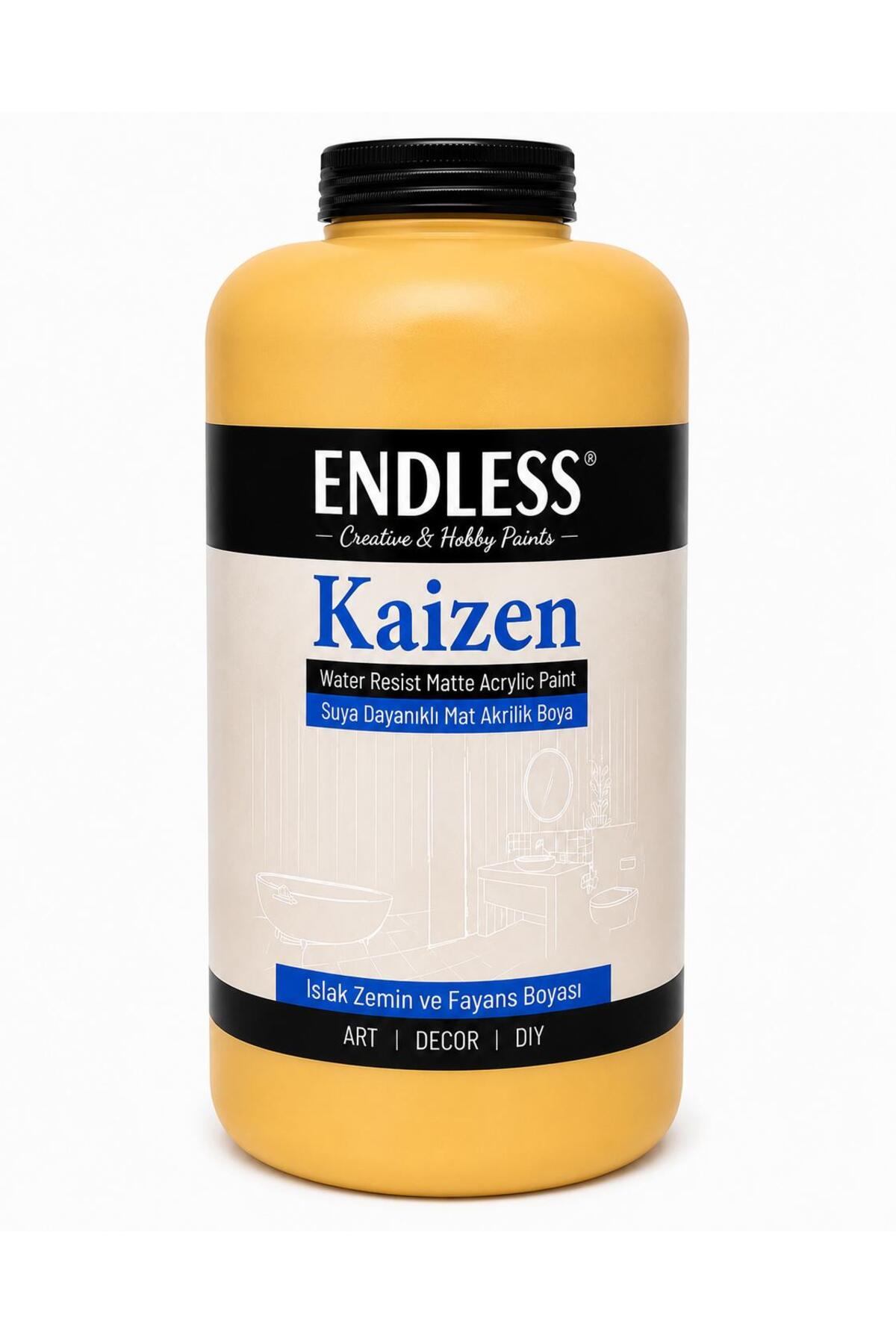 Kaizen Islak Zemin Ve Fayans Boyası Hardal 2 Litre + Katalizör 80gr KZ-009