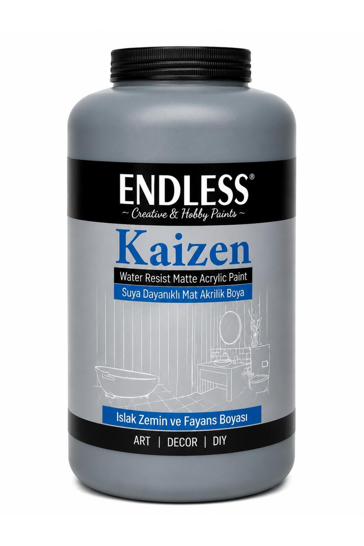 Kaizen Islak Zemin Ve Fayans Boyası Koyu Gri 2 Litre + Katalizör 80gr KZ-040