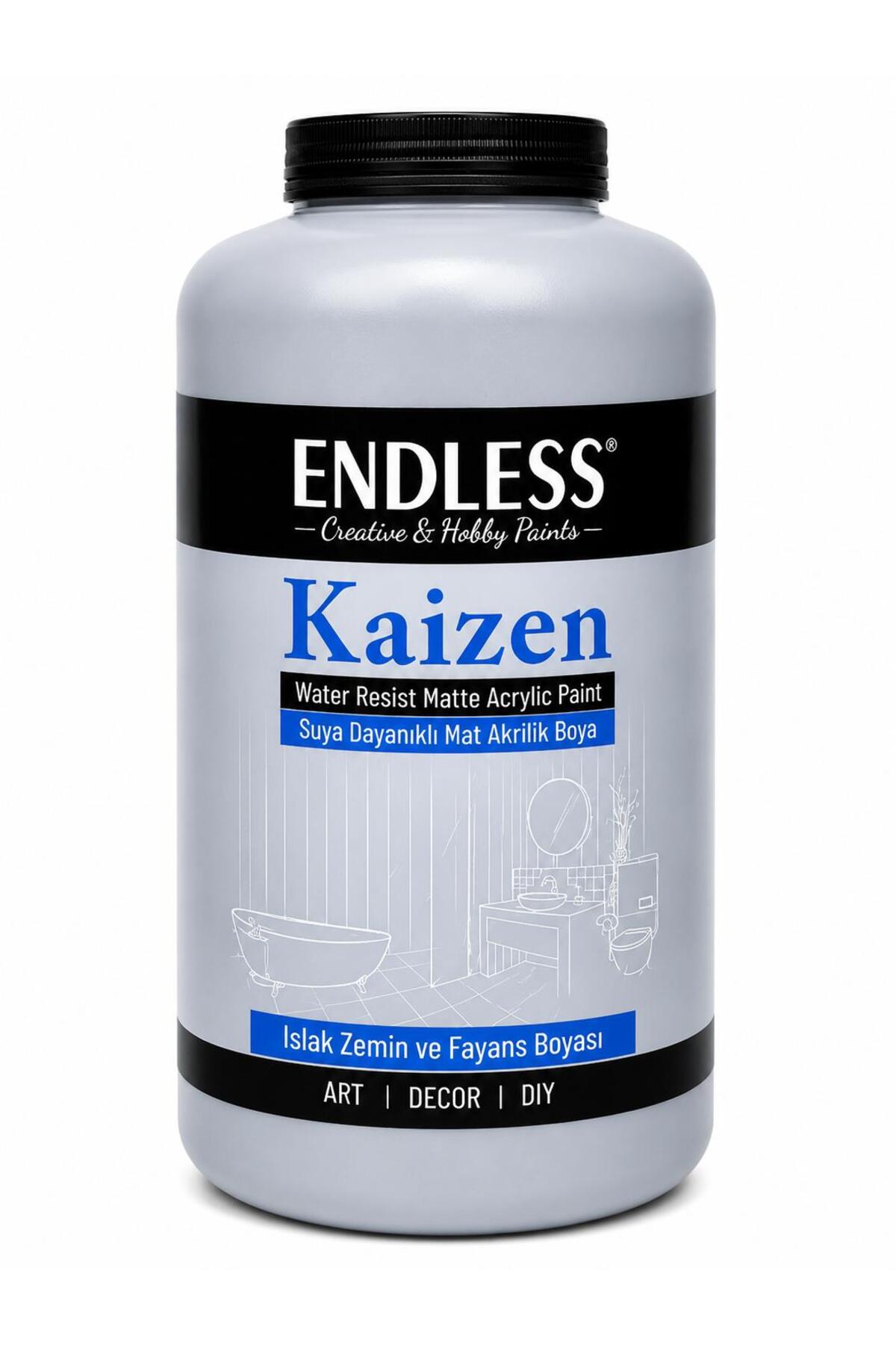 Kaizen Islak Zemin Ve Fayans Boyası Arduvaz Gri 2 Litre + Katalizör 80gr KZ-038