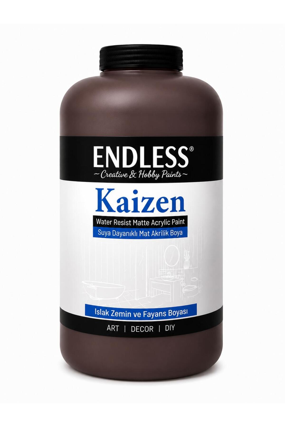 Kaizen Islak Zemin Ve Fayans Boyası Koyu Kahve 2 Litre + Katalizör 80gr KZ-022