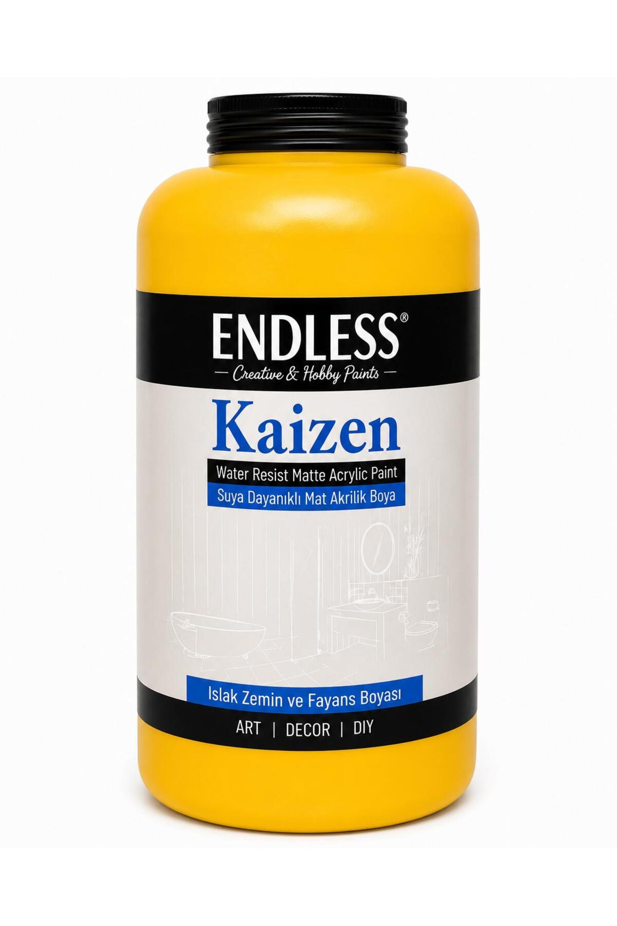 Kaizen Islak Zemin Ve Fayans Boyası Güneş Sarı 2 Litre + Katalizör 80gr KZ-010